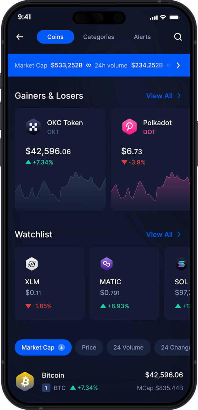 Infinity Mobile OKC Token Wallet - OKT Market Stats & Tracker