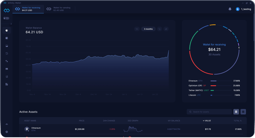 Infinity Desktop Crypto Wallet - DeFi Dashboard