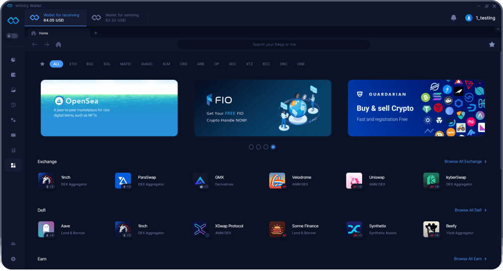 Infinity Desktop 仮想通貨ウォレット - DApp ストア