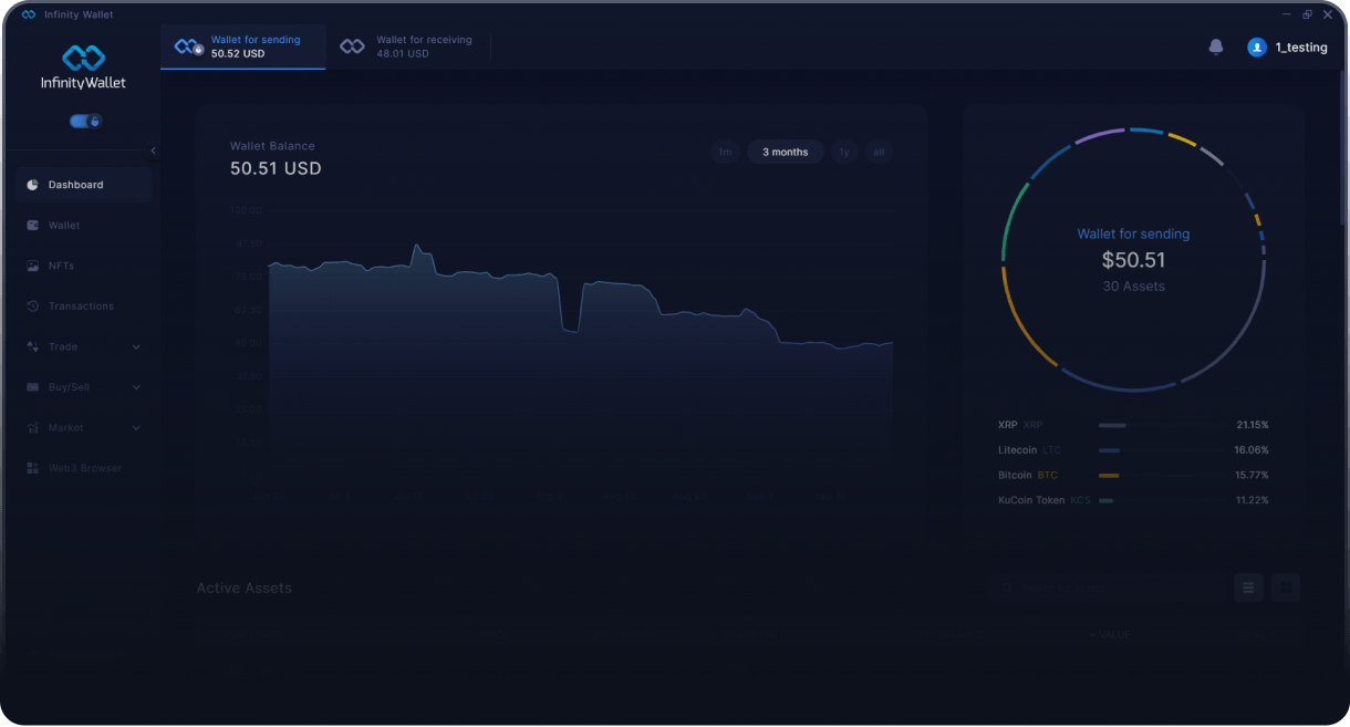 Infinity Wallet デスクトップ仮想通貨ウォレット