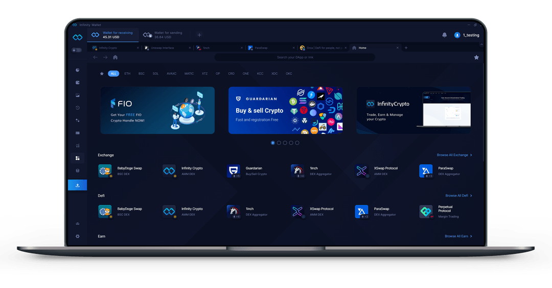 Infinity Wallet Web3 DApp Store Desktop