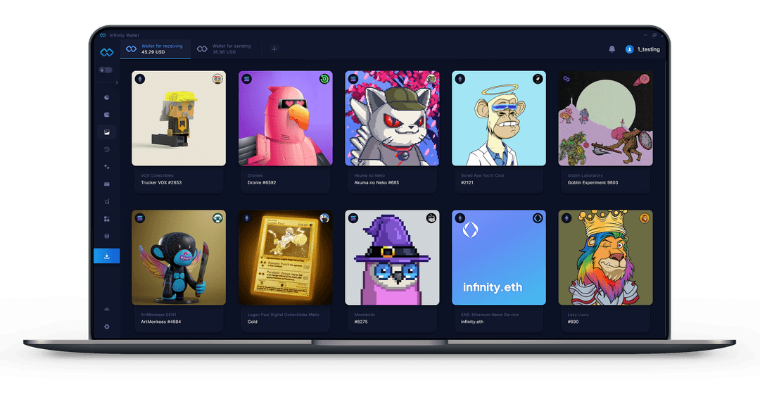 Infinity Wallet NFTs Desktop
