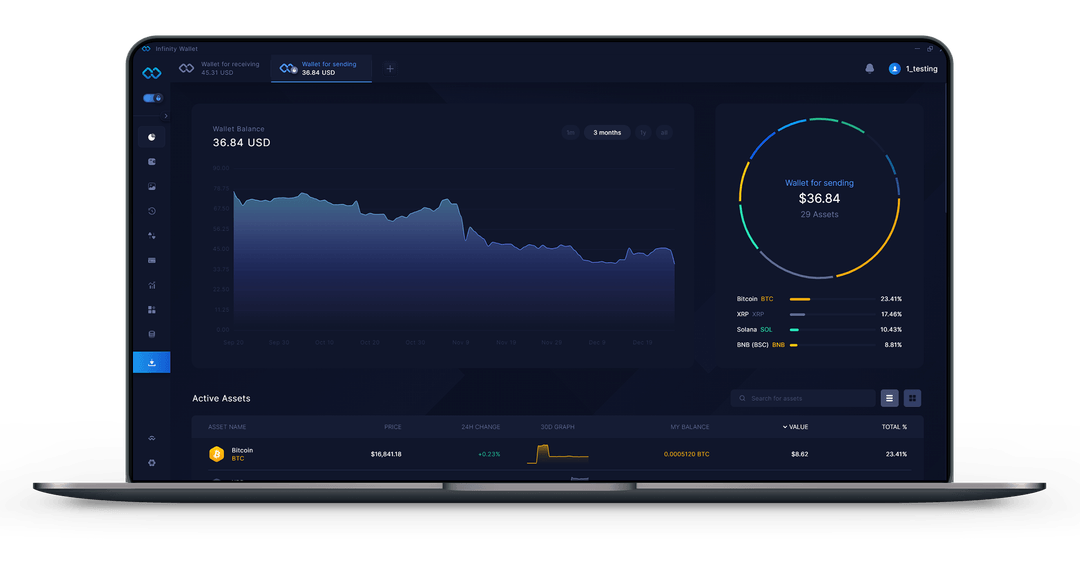 Infinity Wallet ポートフォリオデスクトップ