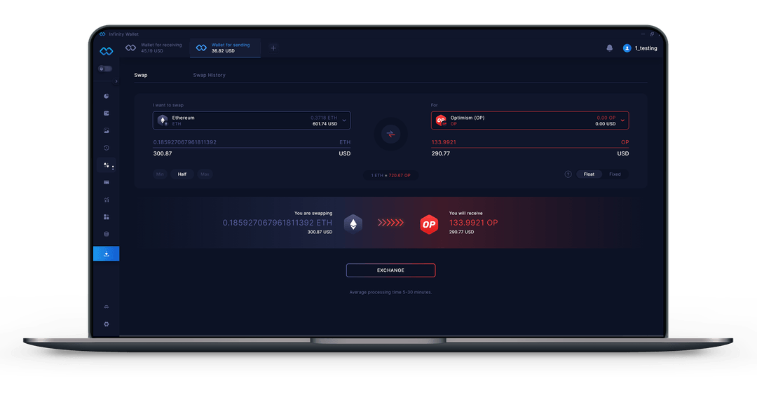 Infinity Wallet Swap Desktop