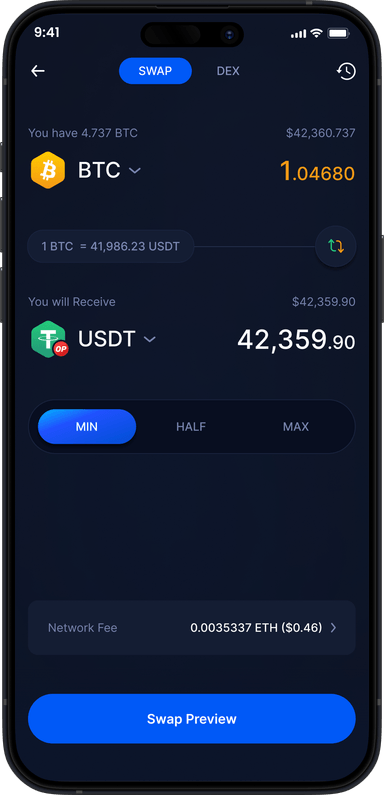 Infinity Wallet 交换移动