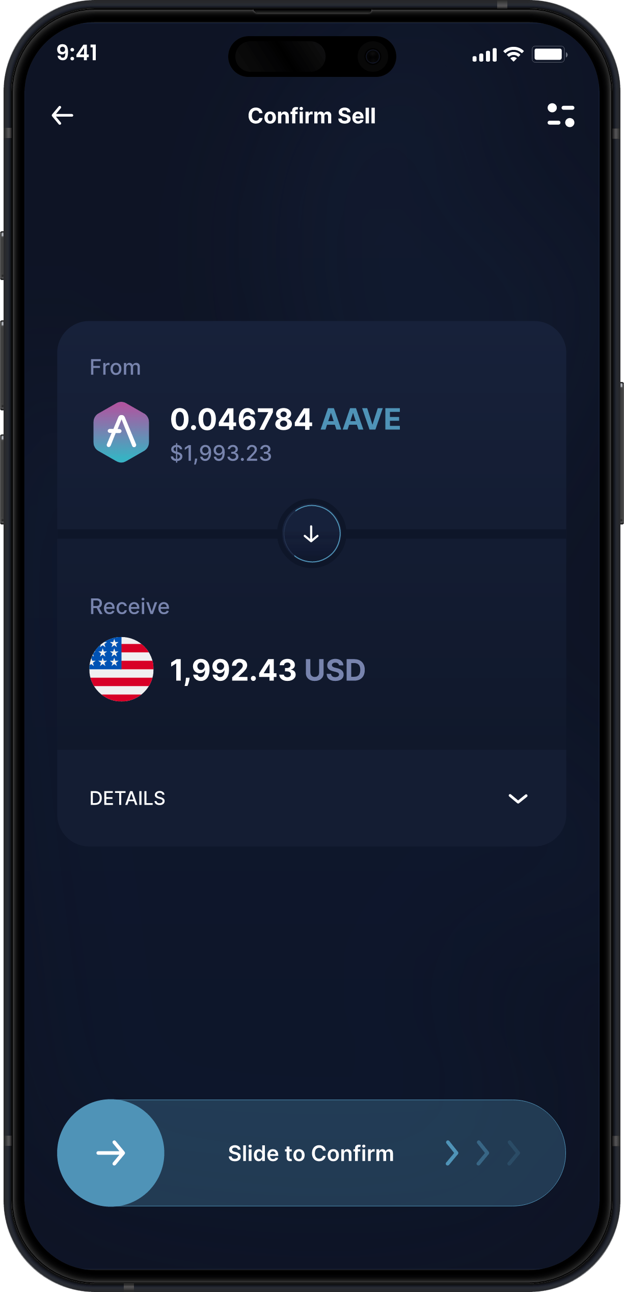 Wallet Aave de Escritorio de Infinity - Comprar y Vender AAVE