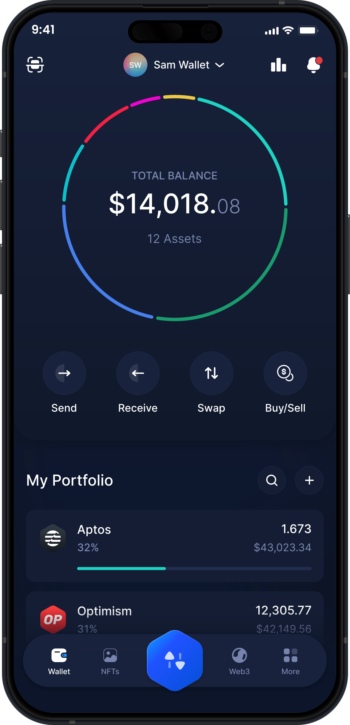 Infinity Mobile Aptos Wallet - Dashboard APT