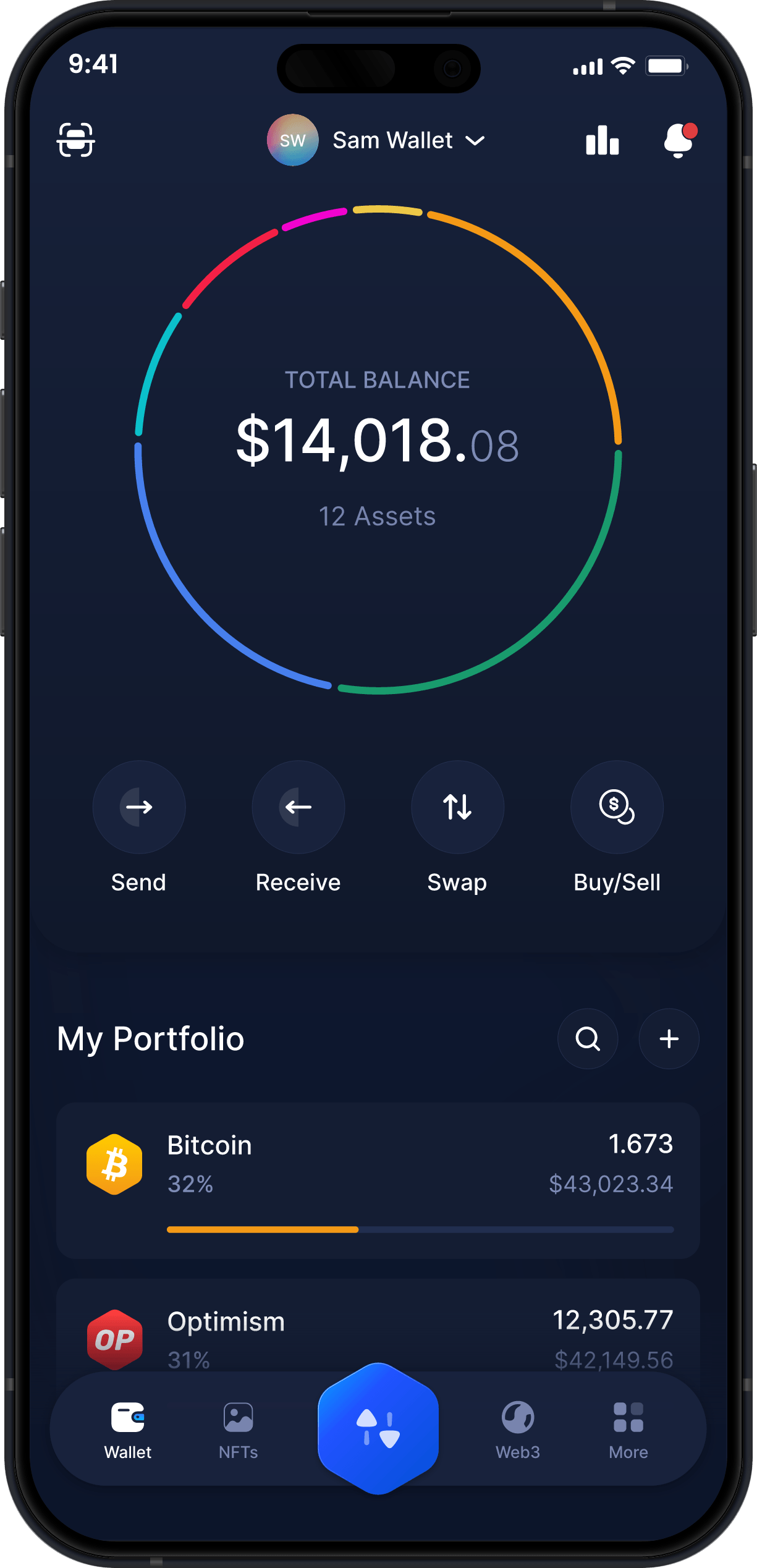 Infinity Mobile Bitcoin Wallet - Dashboard BTC