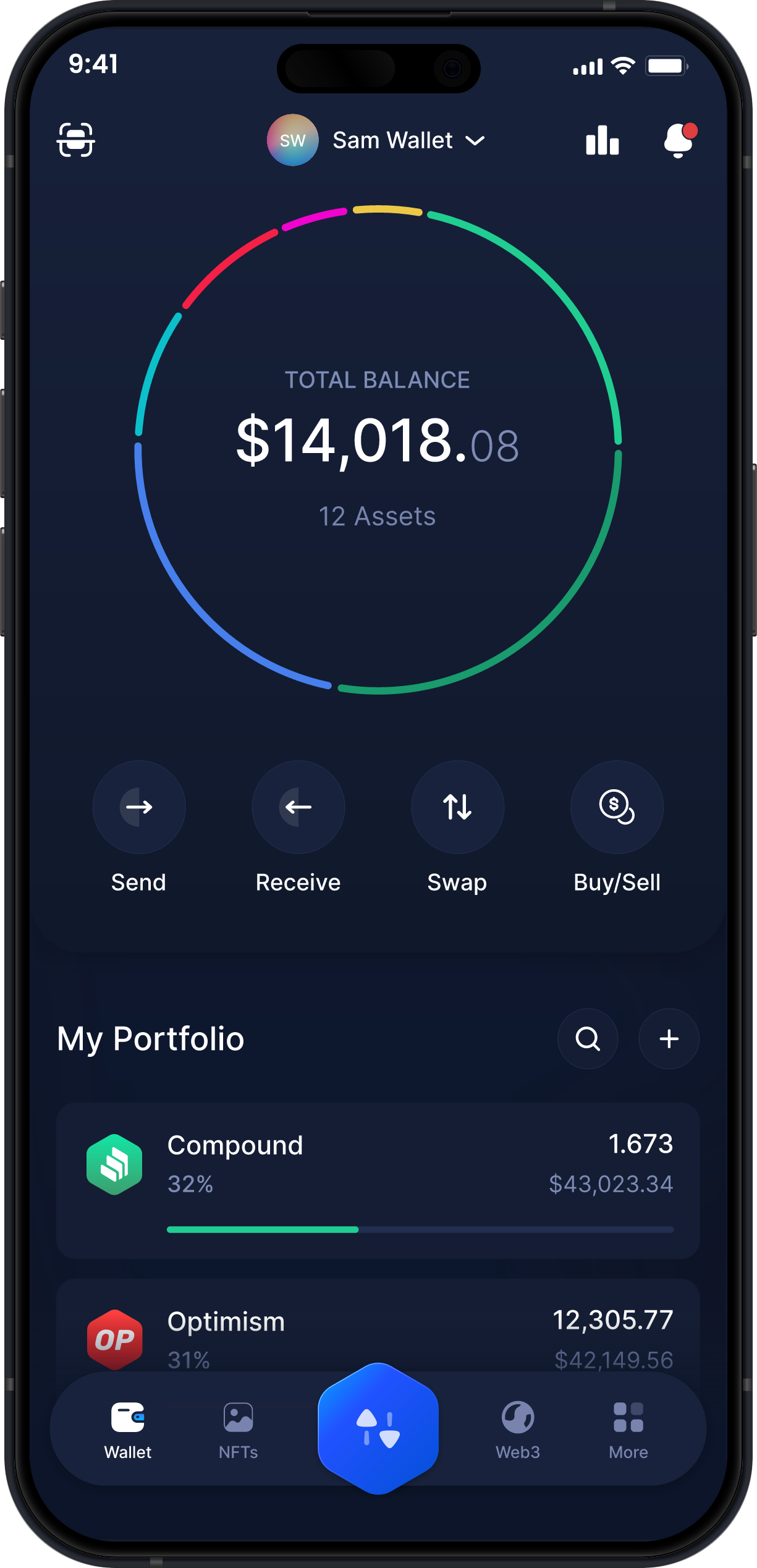 Infinity Mobile Compound Wallet - COMP Dashboard