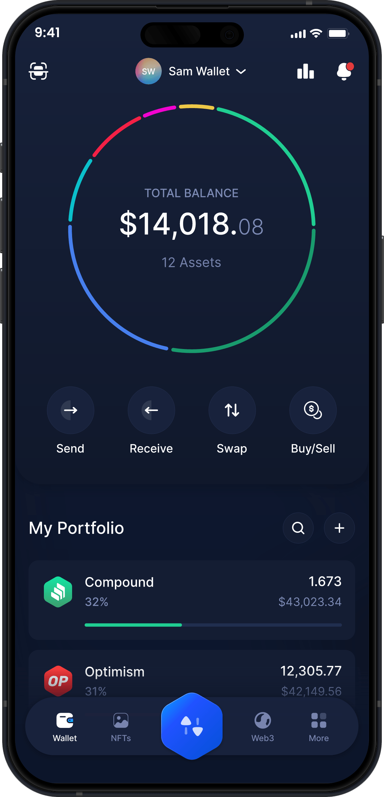 Infinity Mobile Compound Wallet - Dashboard COMP