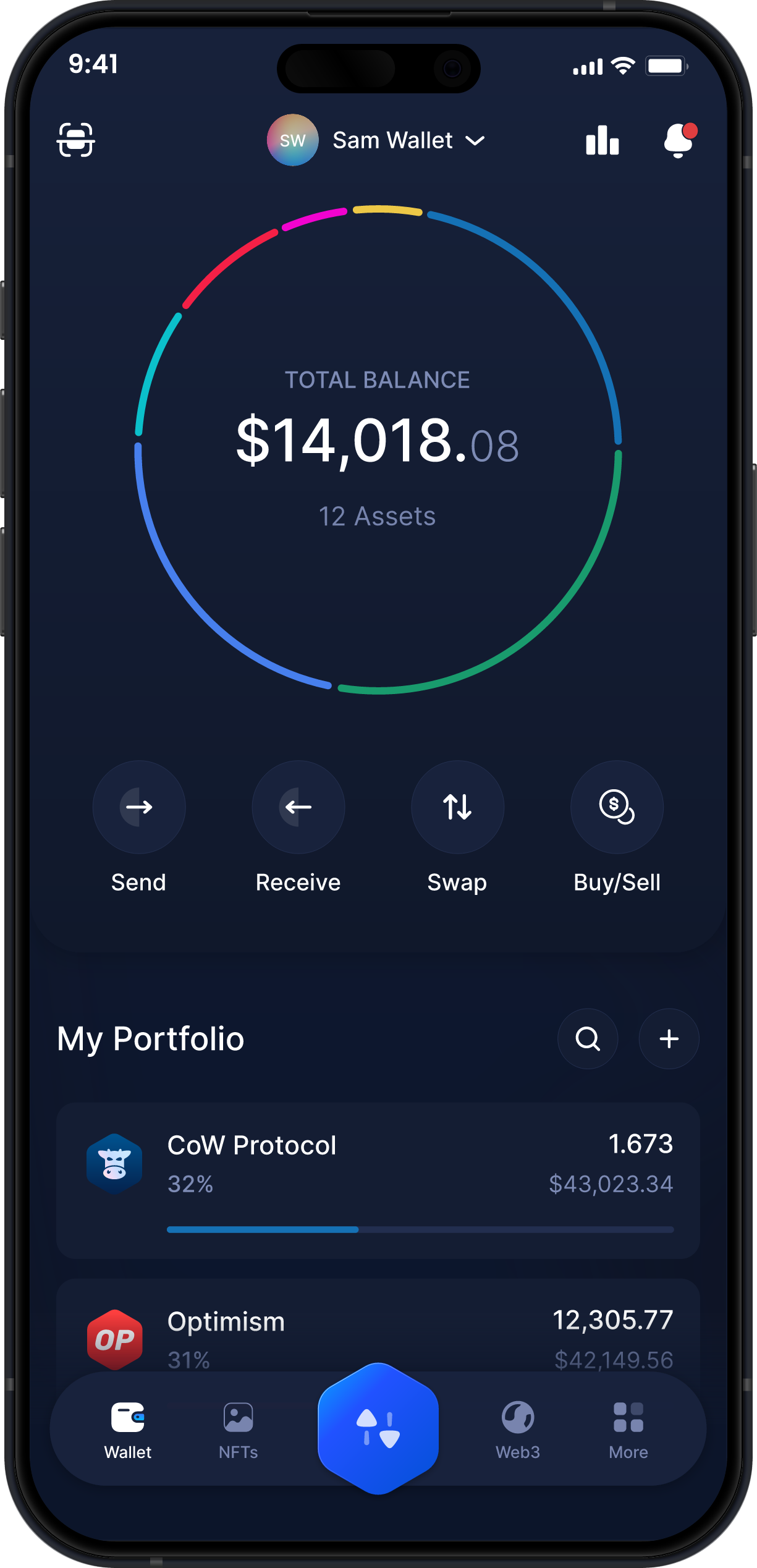 Infinity Mobile CoW Protocol Wallet - Dashboard COW