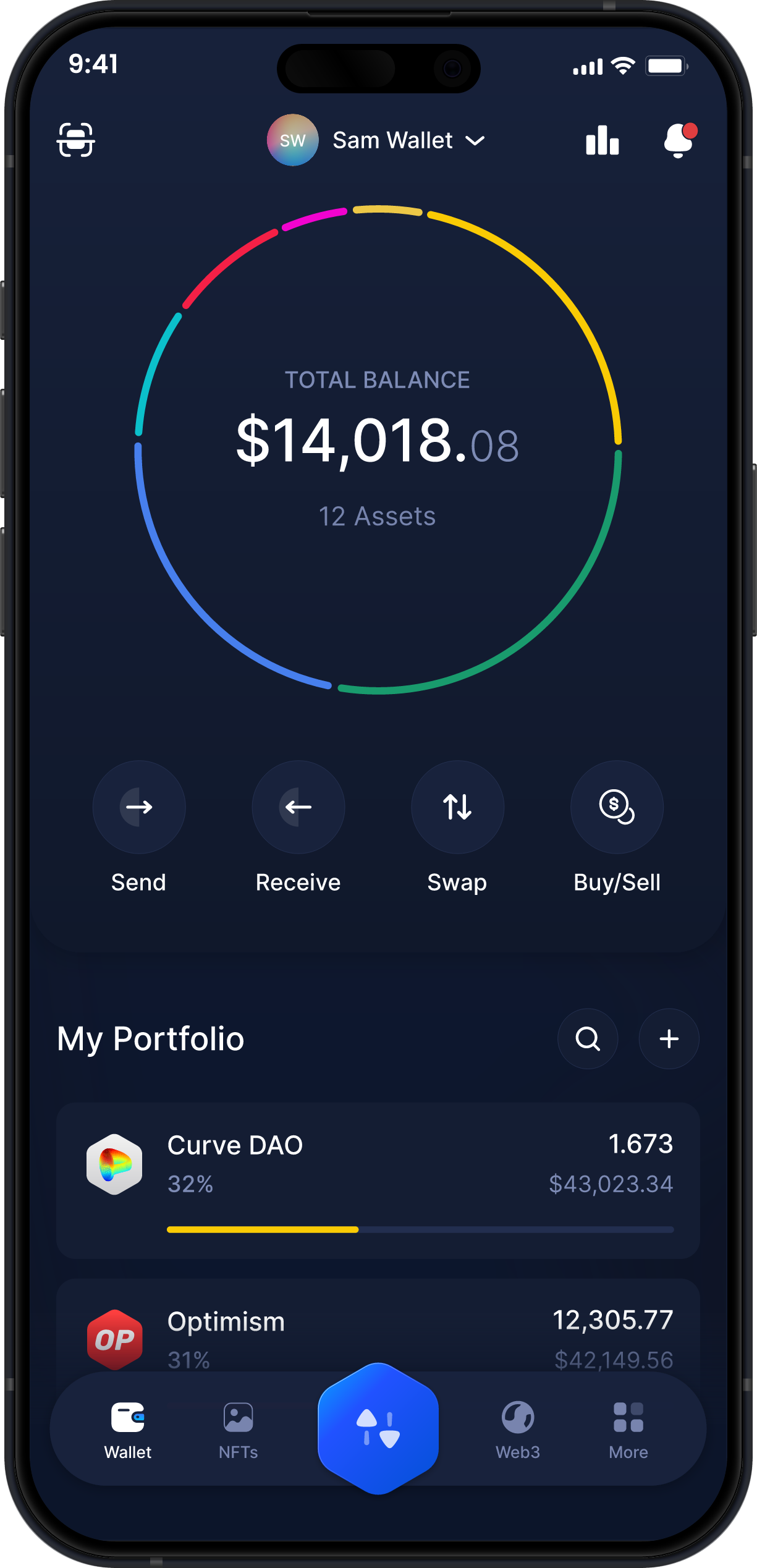 Infinity Mobile Curve DAO Wallet - Dashboard CRV