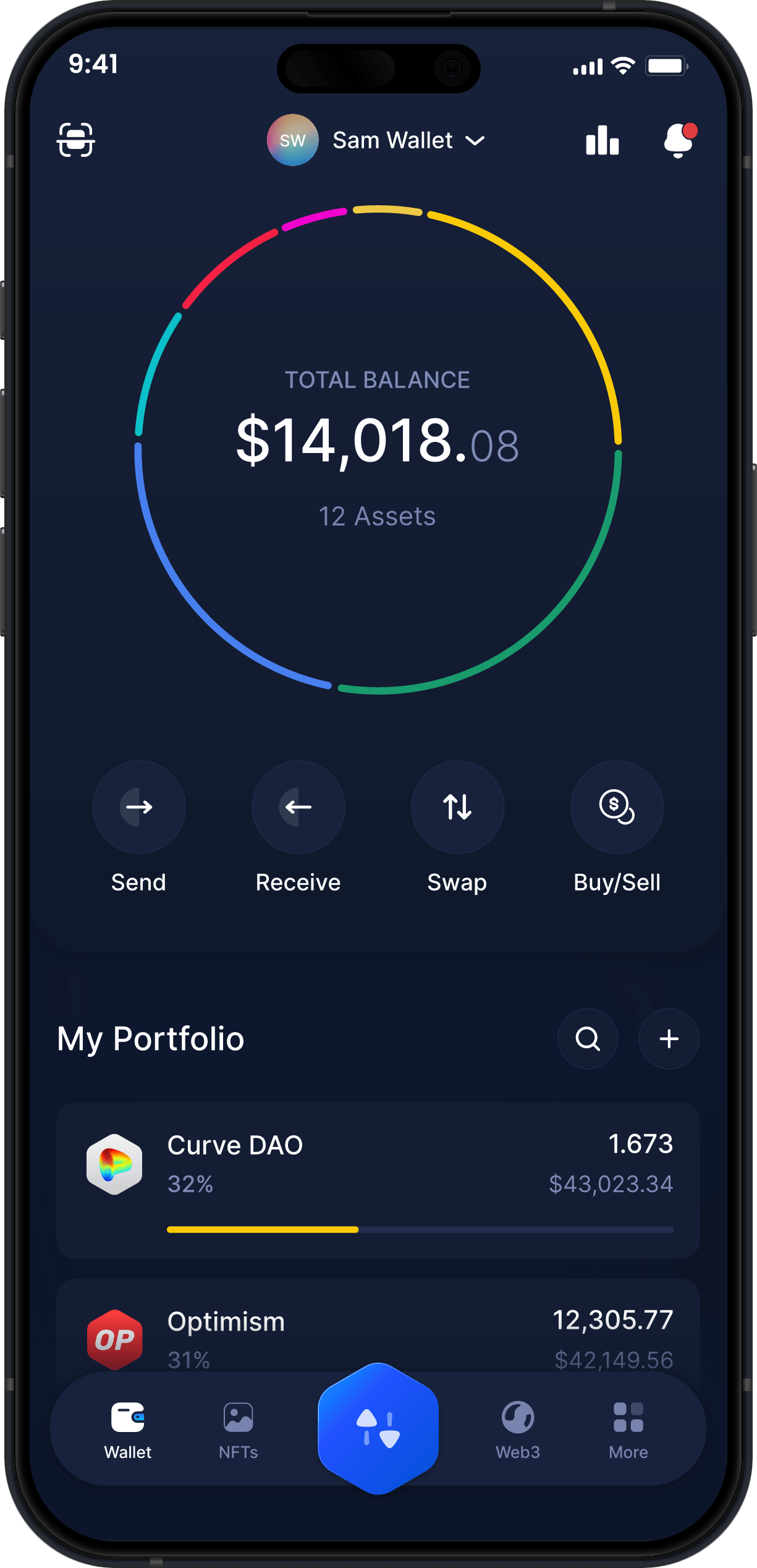 Infinity Mobile Curve DAO Wallet - Dashboard CRV