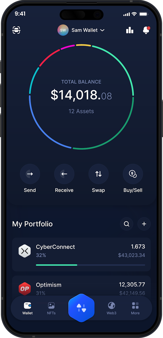 Infinity Mobile CyberConnect Wallet - Dashboard CYBER