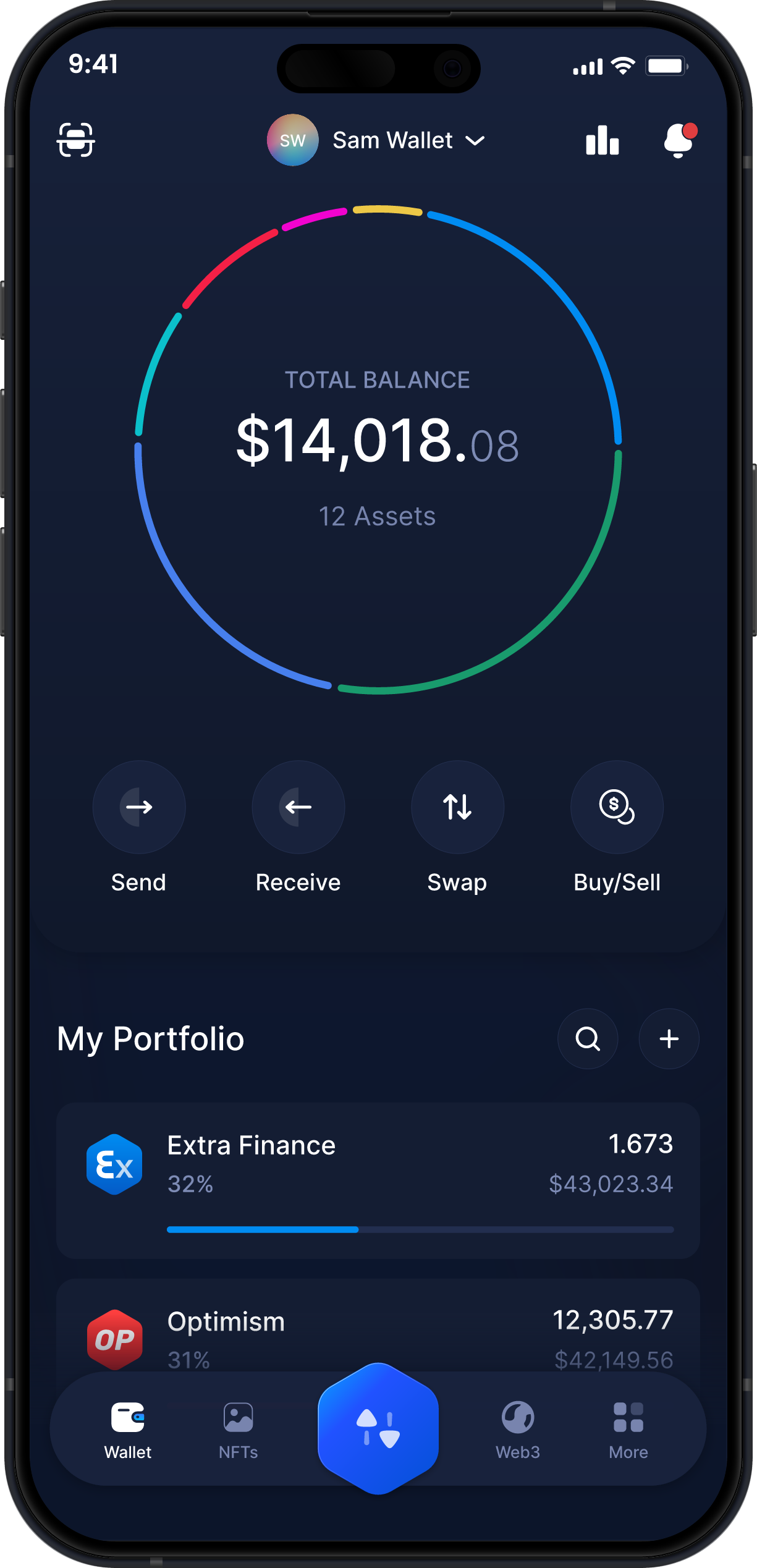 Infinity Mobile Extra Finance Wallet - Dashboard EXTRA
