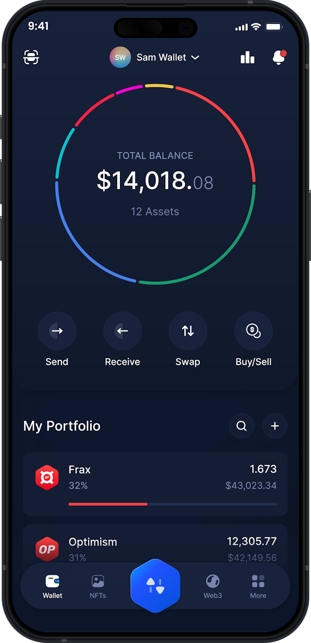 Infinity Mobile Frax Wallet - Dashboard FRAX
