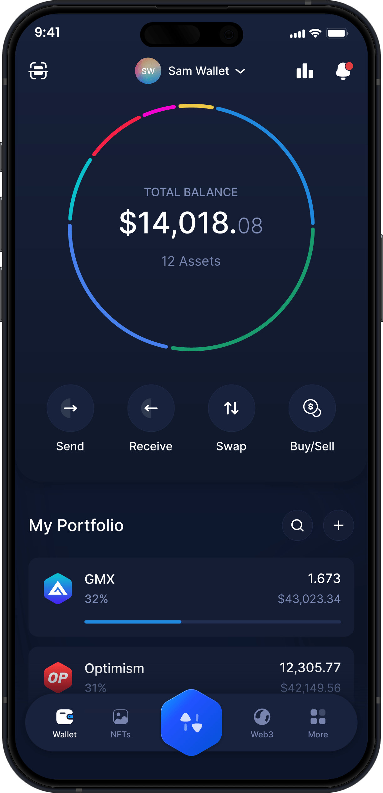 Infinity Mobile GMX Wallet - GMX Dashboard