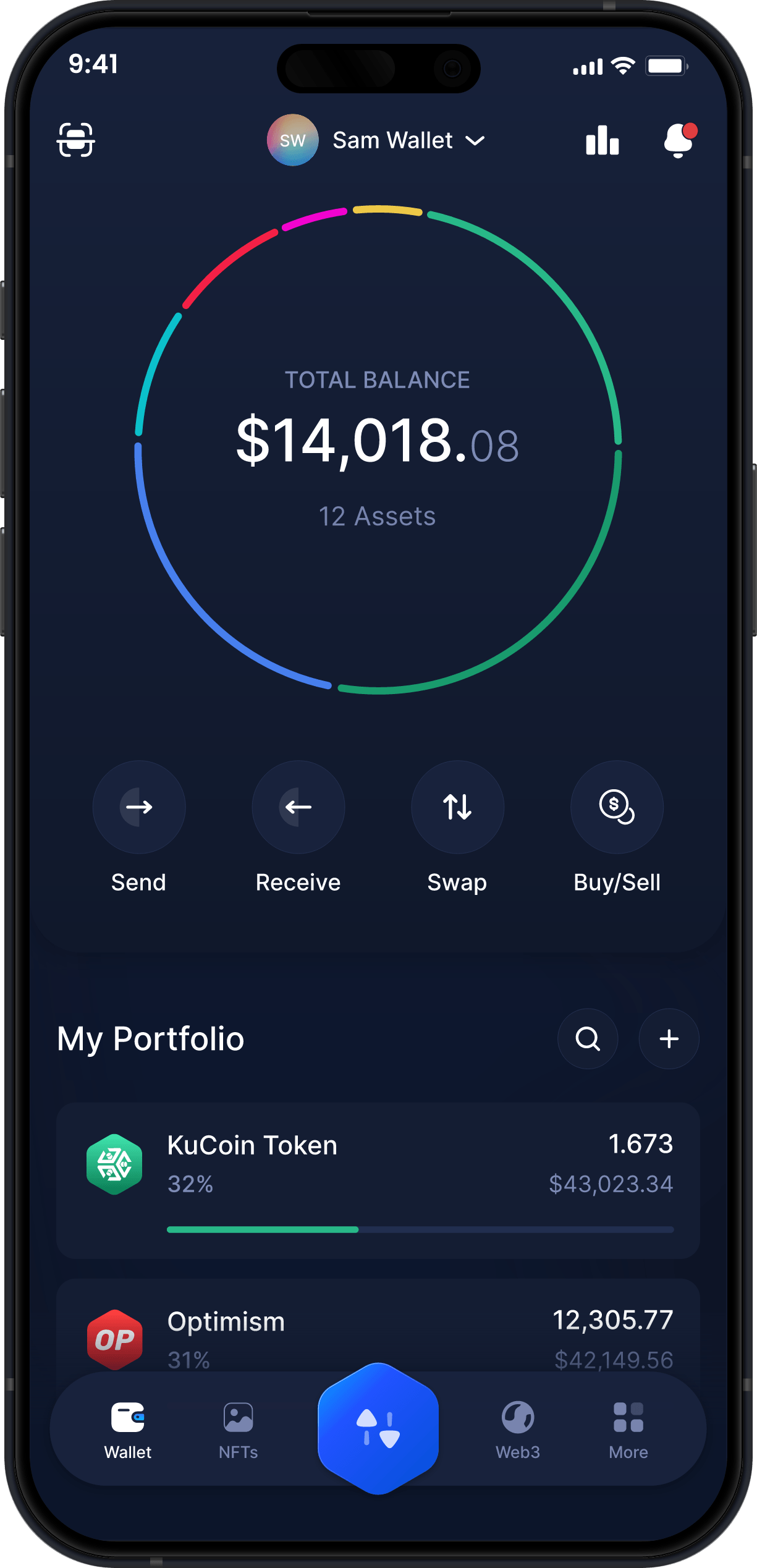 Portefeuille Mobile KuCoin Token Infinity - Tableau de Bord KCS