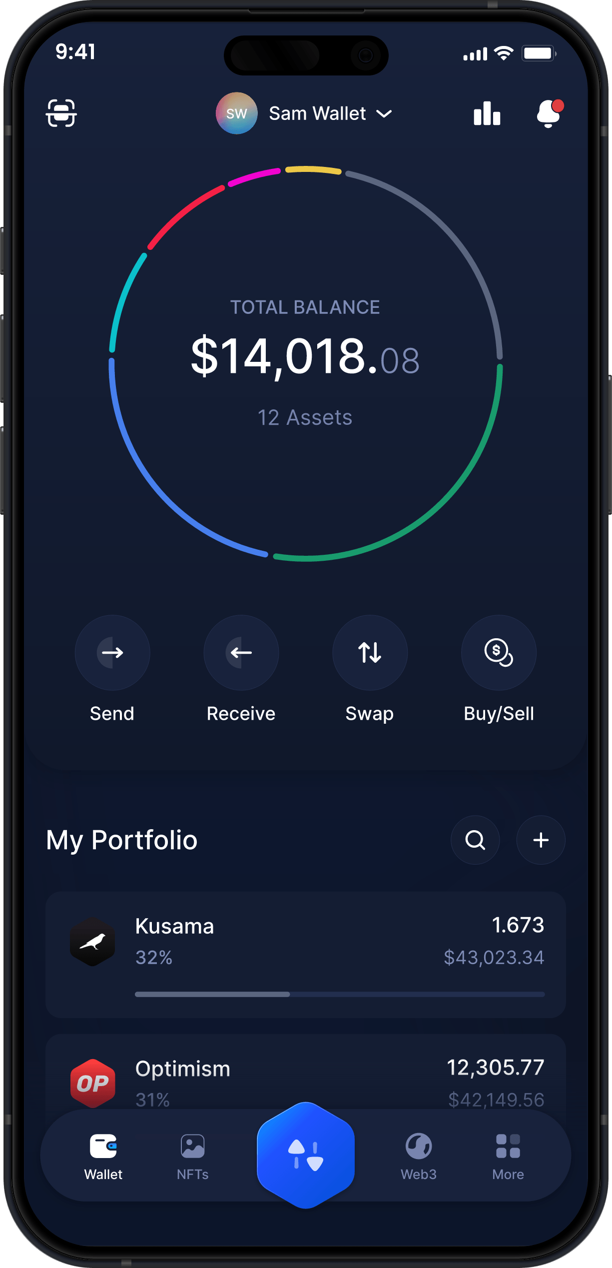 Infinity Mobile Kusama Wallet - Dashboard KSM