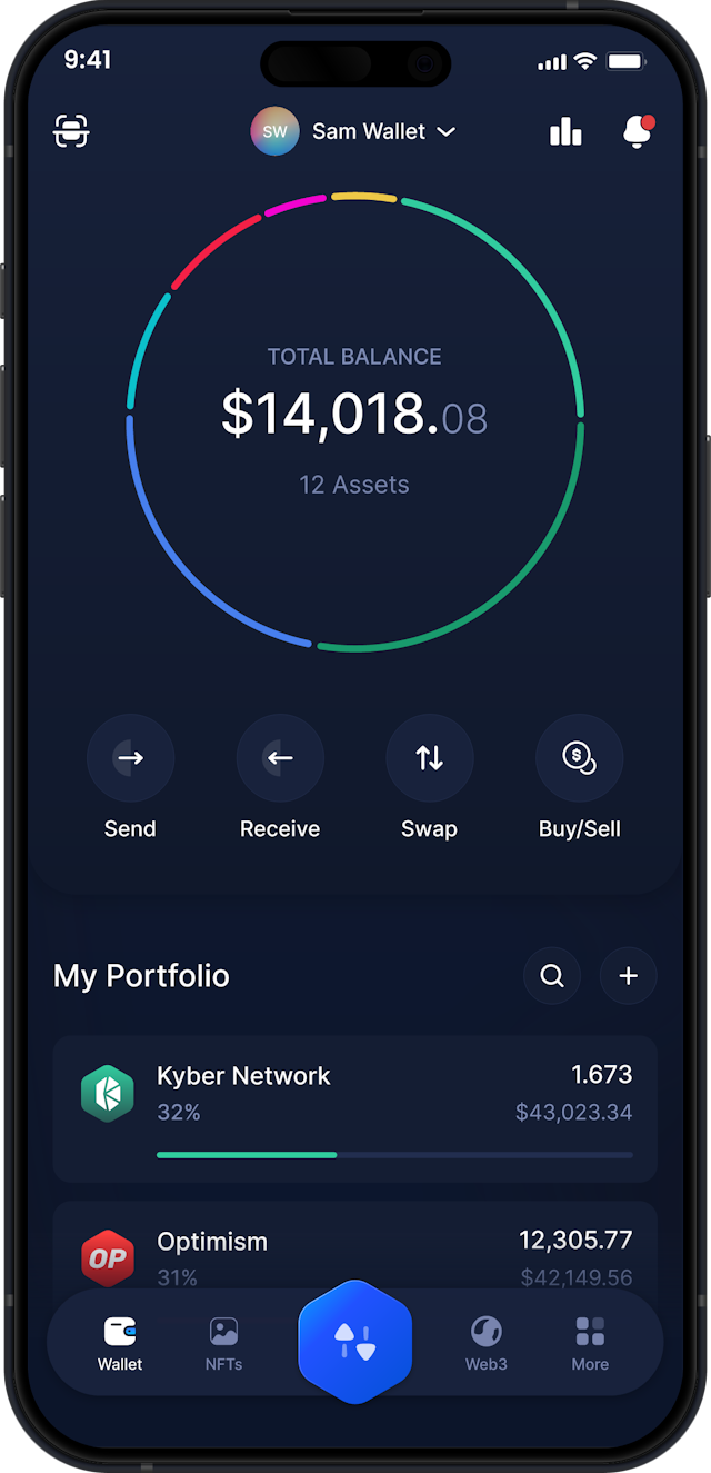 Infinity Mobile Kyber Network Wallet - Dashboard KNC