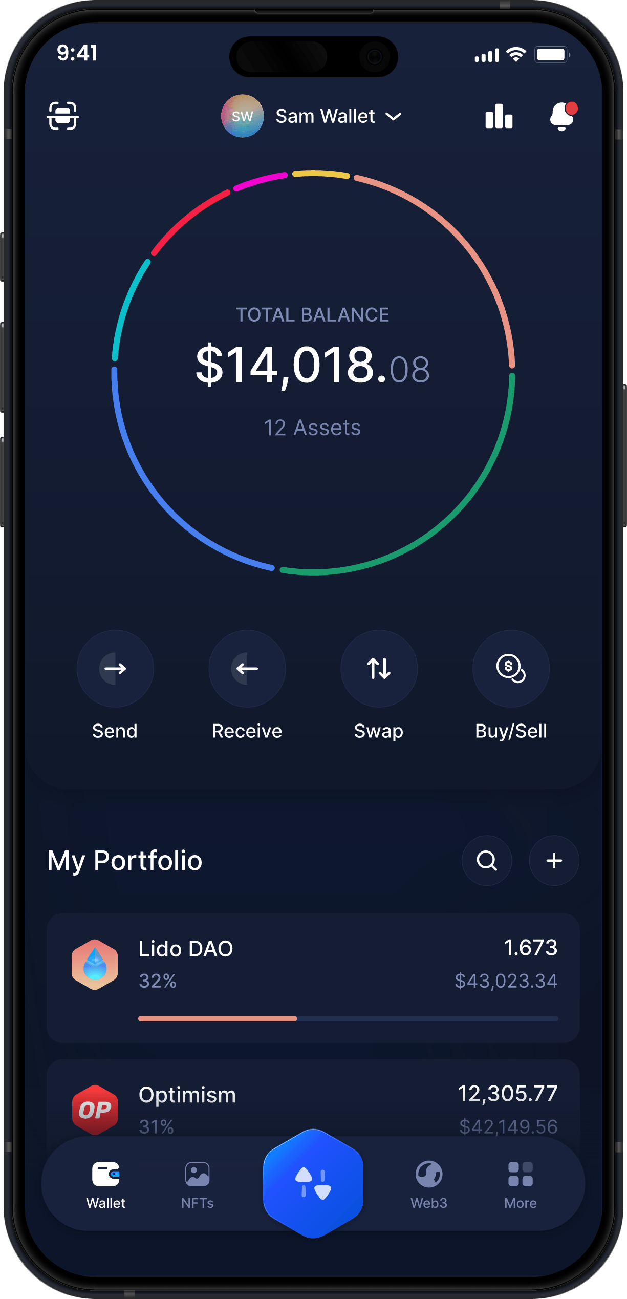 Infinity Mobile Lido DAO Wallet - LDO Dashboard