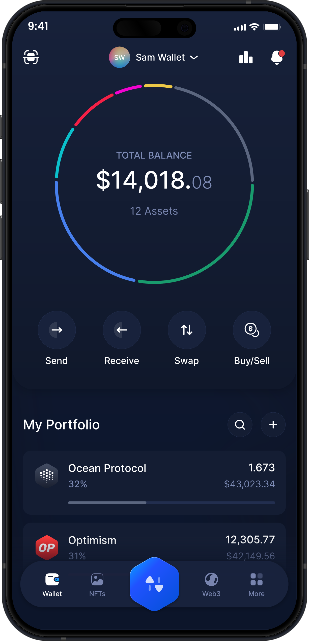 Infinity Mobile Ocean Protocol Wallet - Dashboard OCEAN