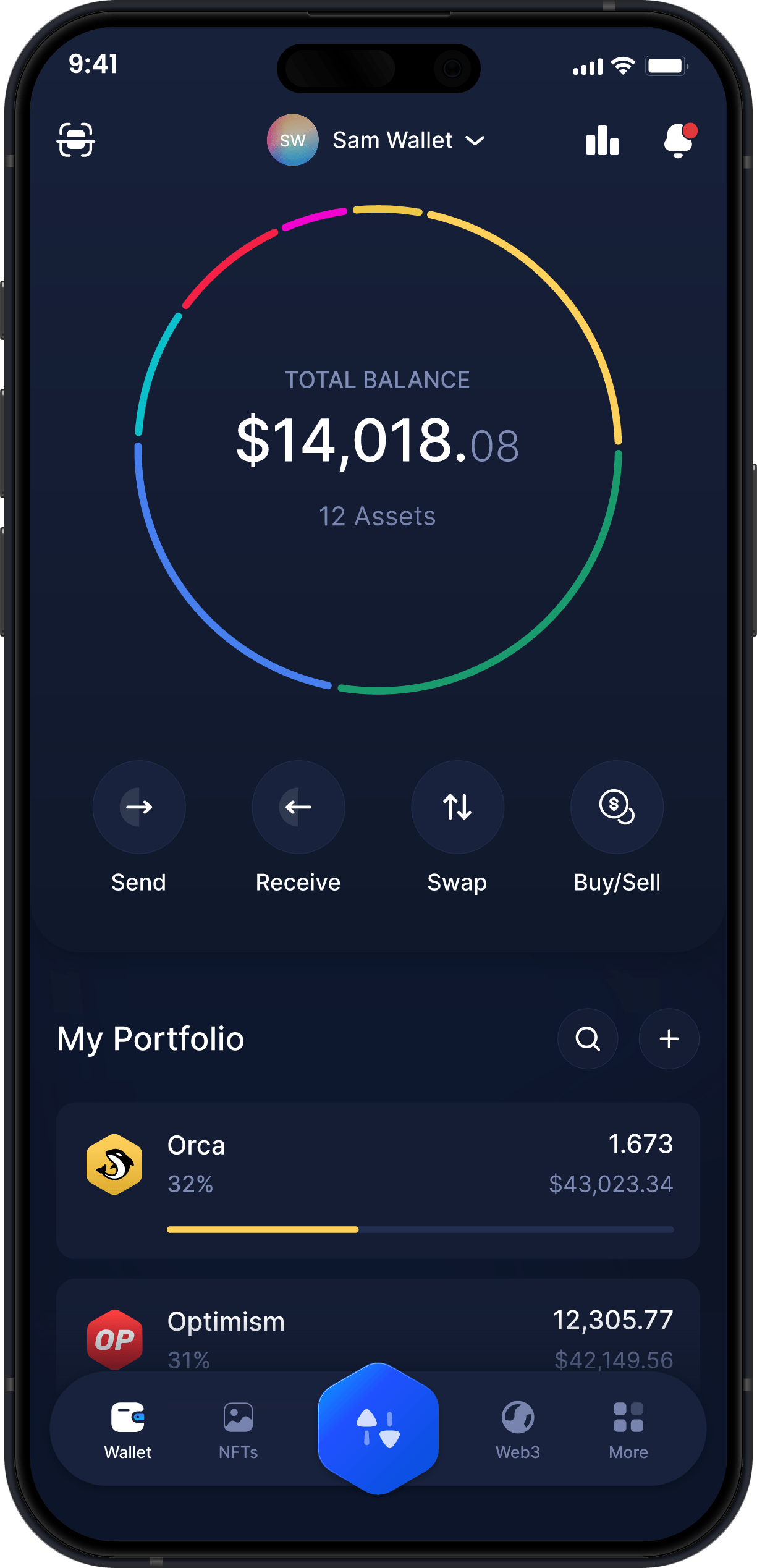 Infinity Mobile Orca Wallet - ORCA Dashboard