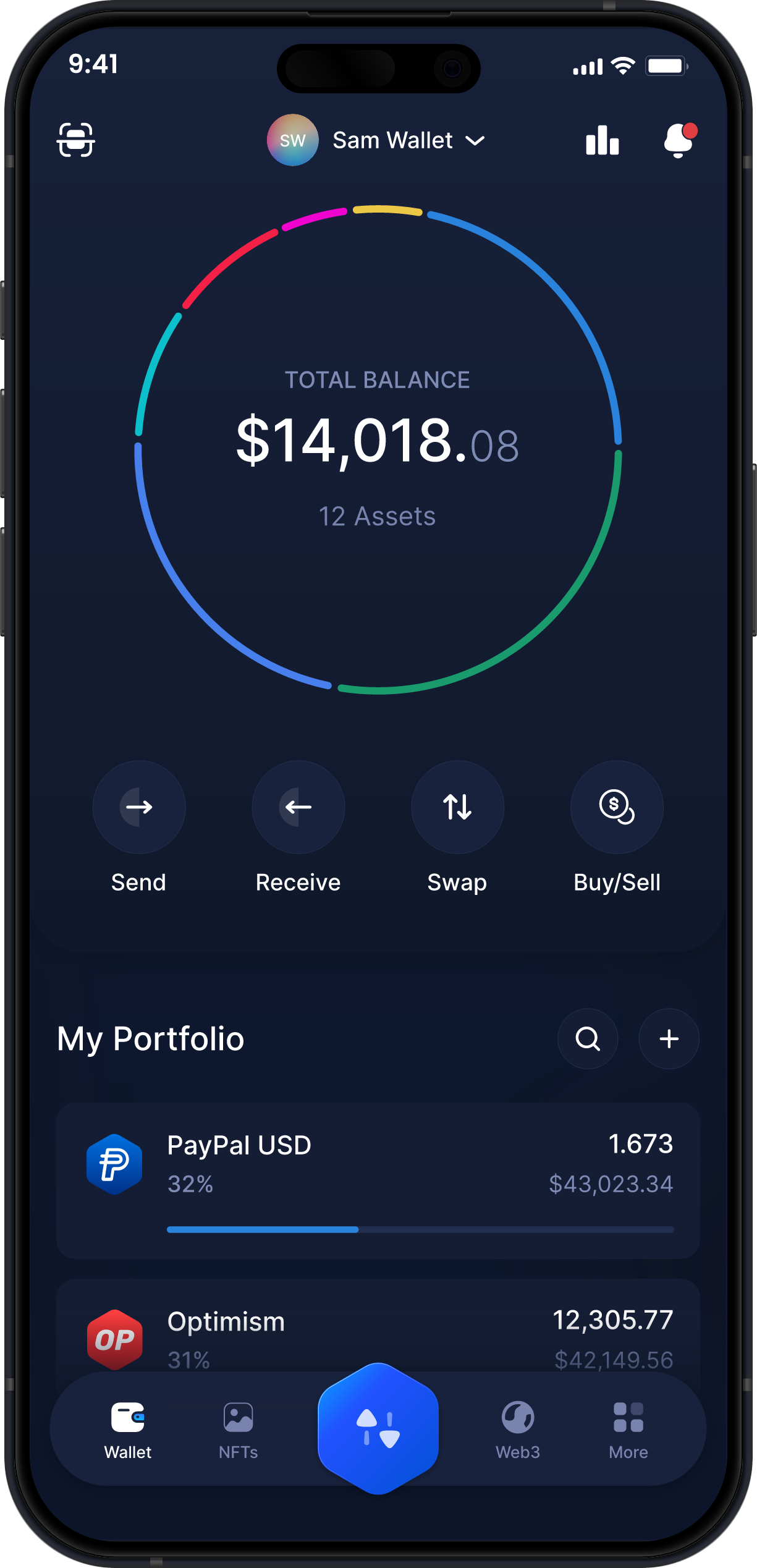 Infinity Mobile PayPal USD Wallet - Dashboard PYUSD