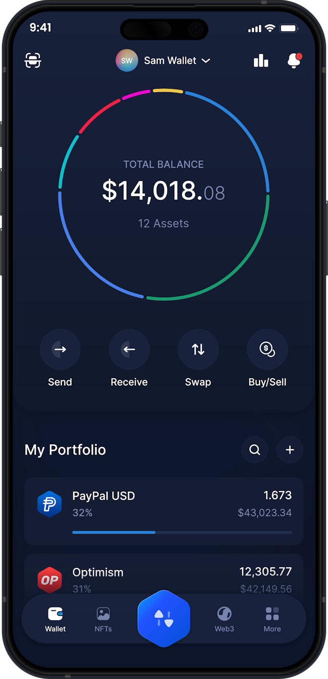 无限移动端PayPal USD钱包 - PYUSD仪表板