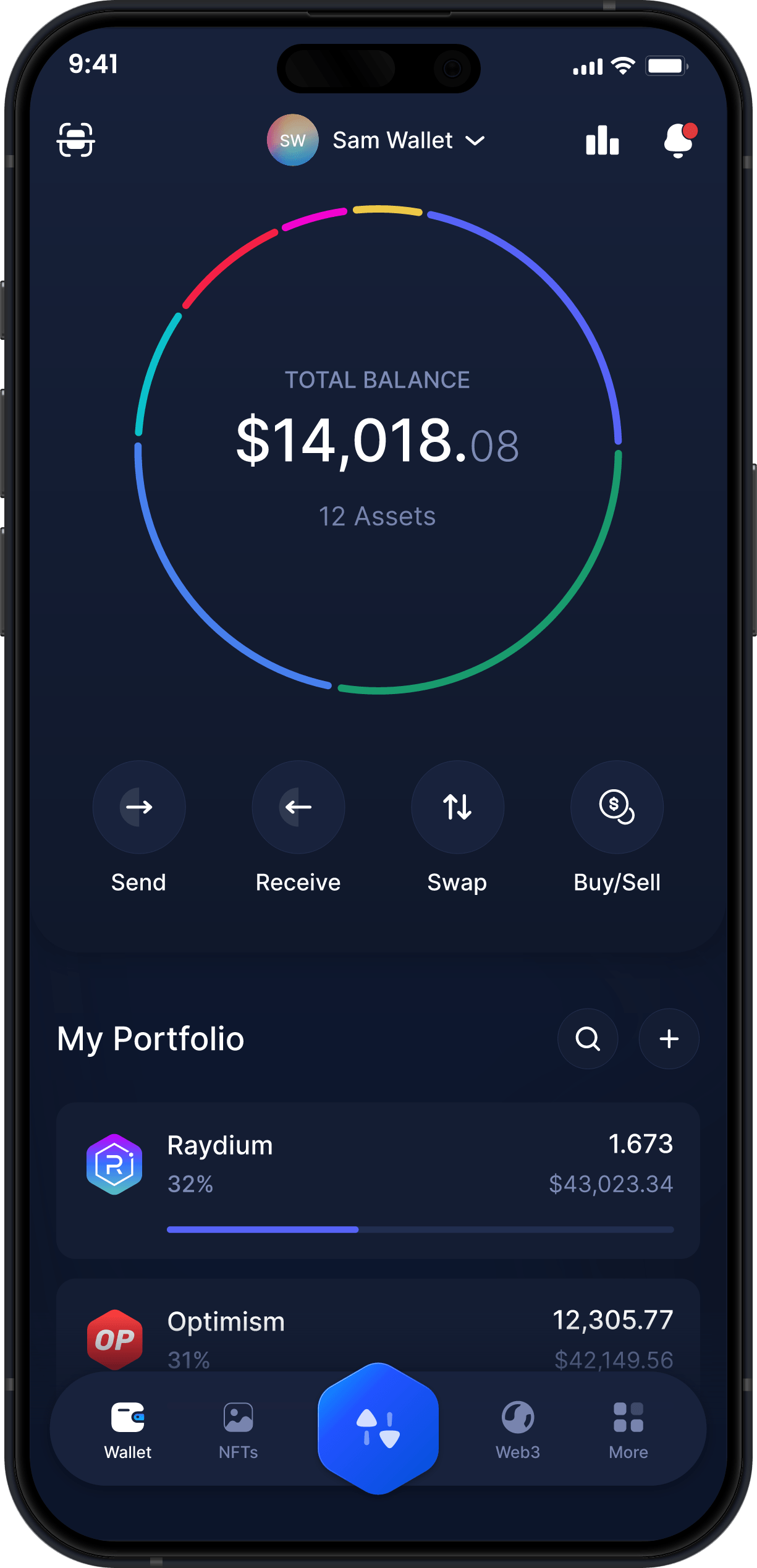 Infinity Mobile Raydium Wallet - Dashboard RAY