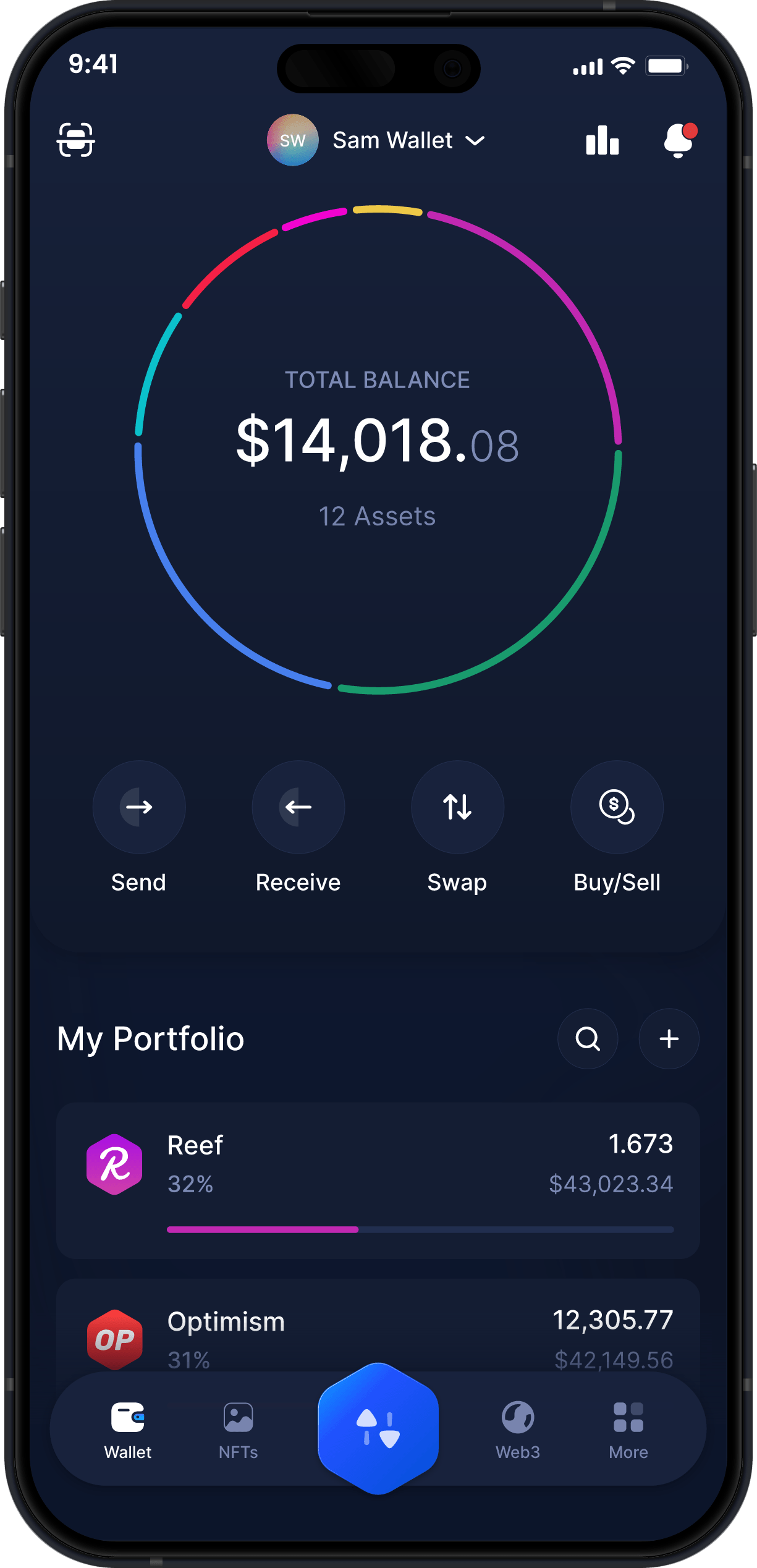 Infinity Móvel Reef Wallet - Painel REEF