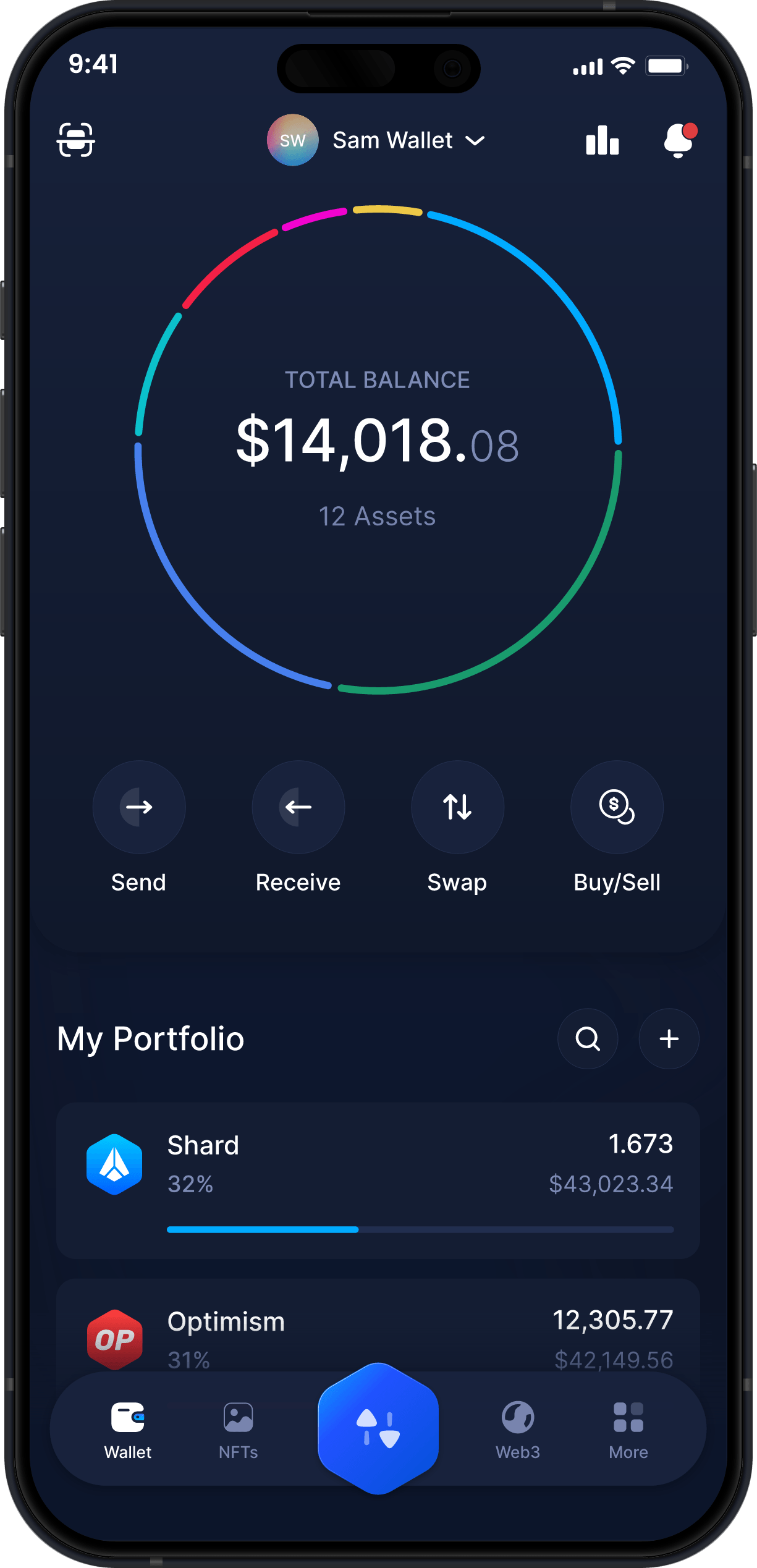 Infinity Mobile Shard Wallet - SHARD Dashboard