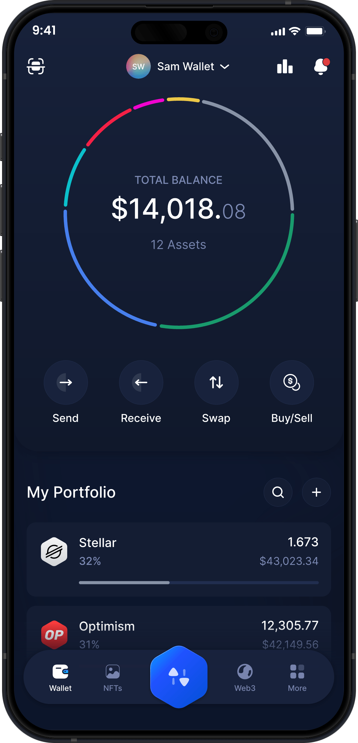 Portefeuille Mobile Stellar Infinity - Tableau de Bord XLM