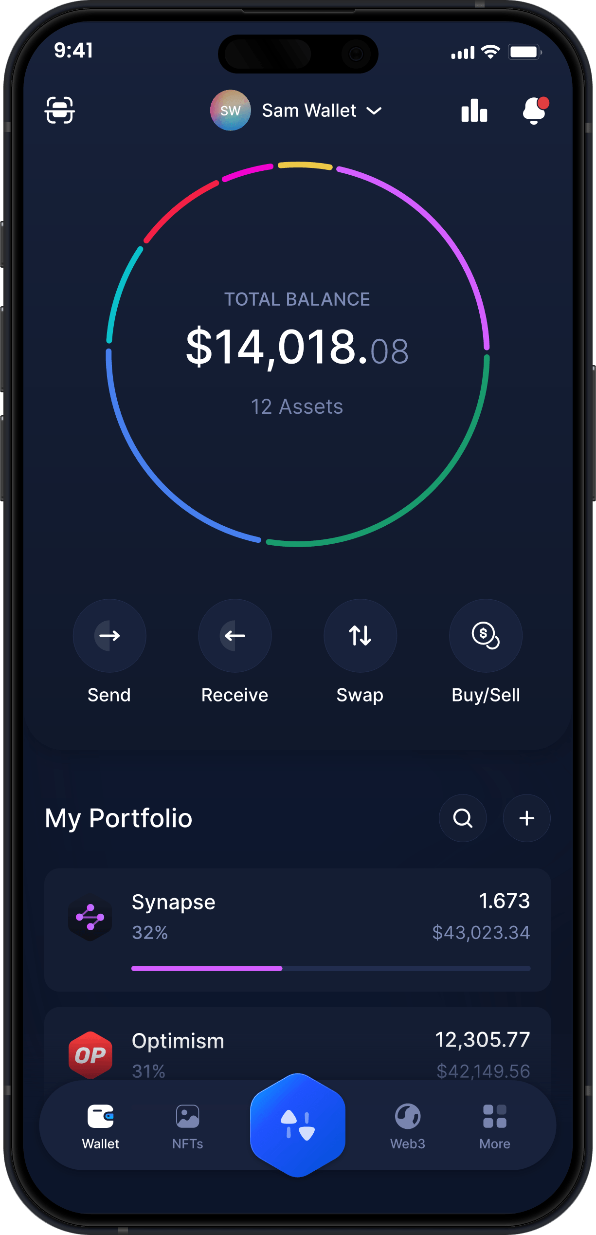 Infinity Mobile Synapse Wallet - Dashboard SYN