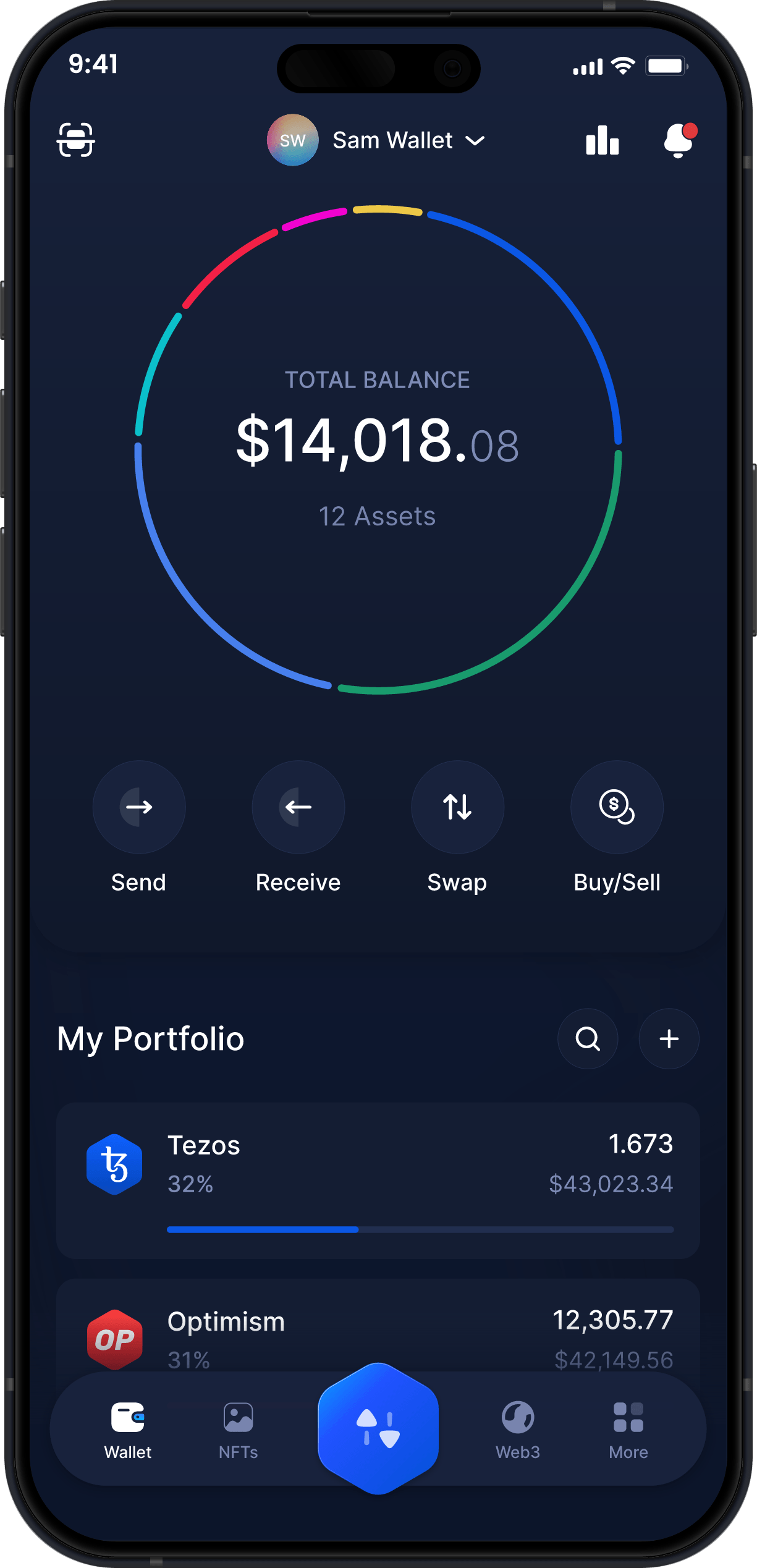 Infinity Mobile Tezos Wallet - Dashboard XTZ