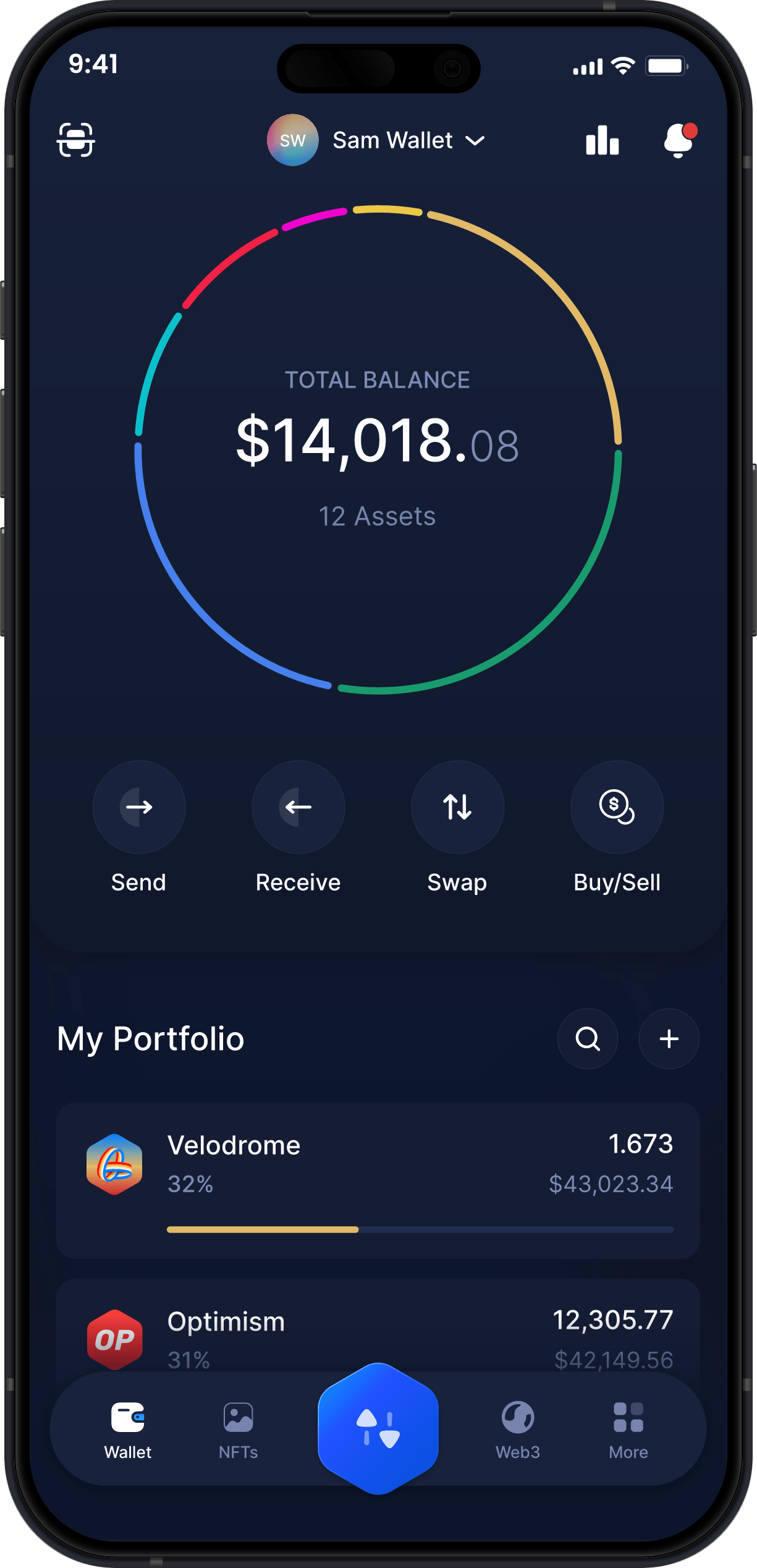 Infinity Mobile Velodrome Wallet - VELO Dashboard