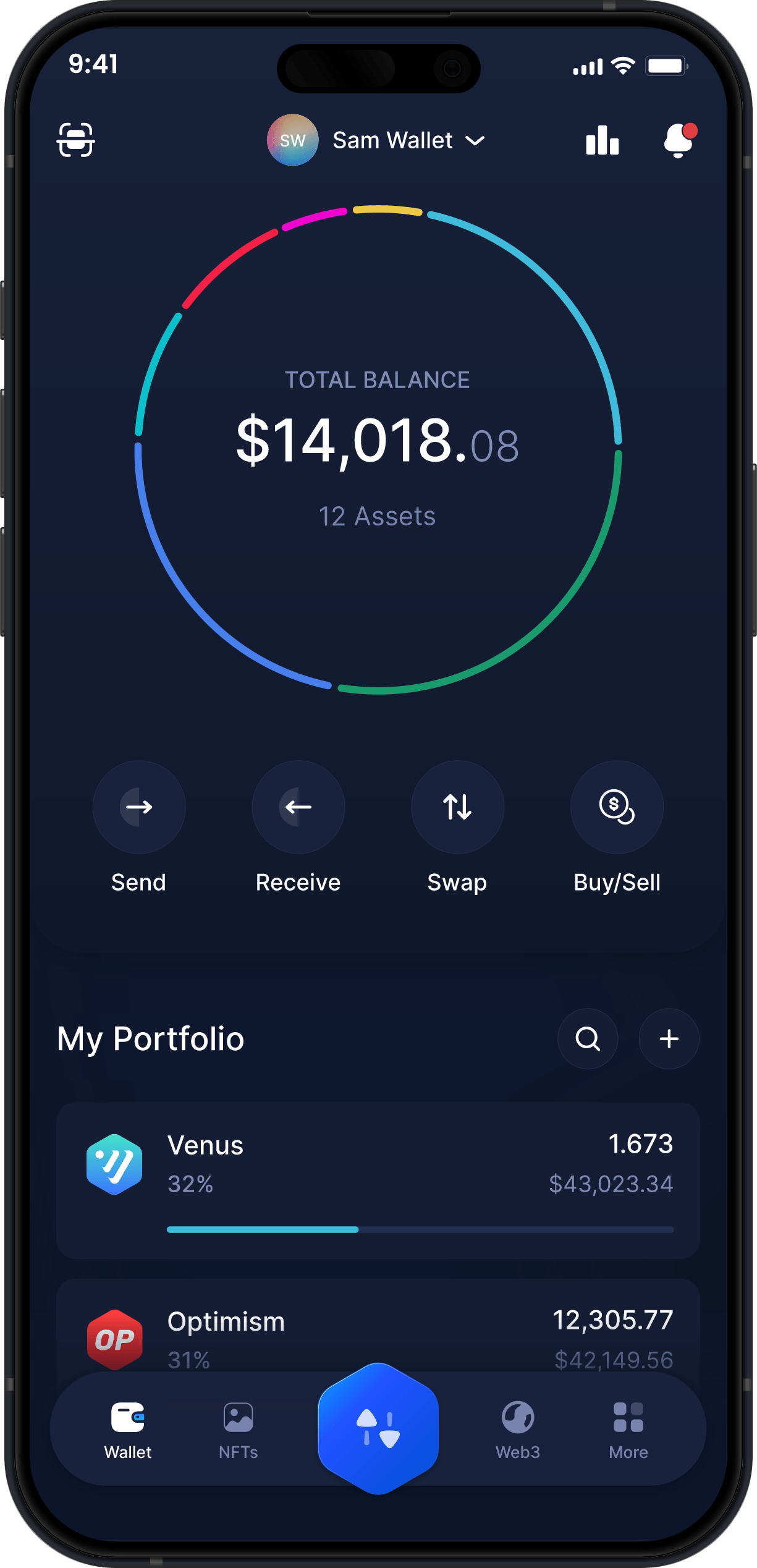 Infinity Mobile Venus Wallet - XVS Dashboard