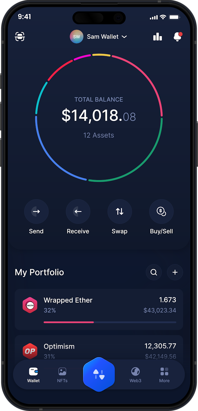 Infinity Mobile Wrapped Ether Wallet - Dashboard WETH