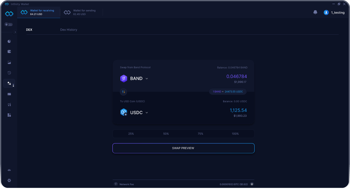 Wallet Band Protocol Móvil de Infinity - Puente y Agregador DEX