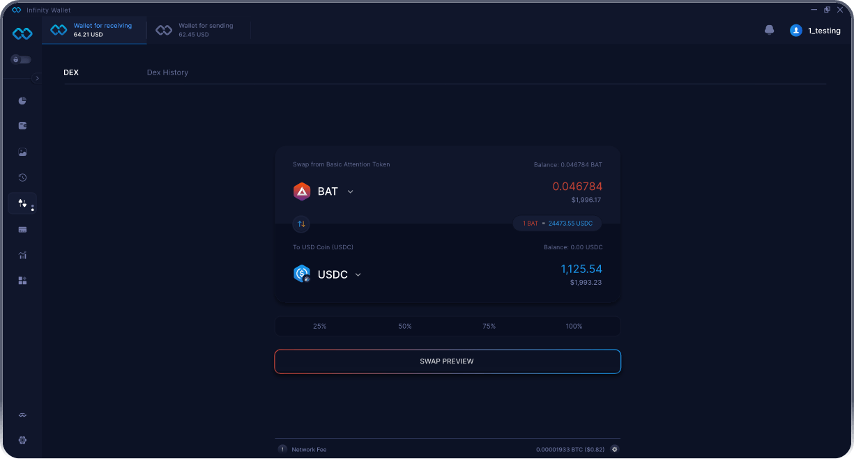 Portefeuille Mobile Basic Attention Token Infinity - Pont & Agrégateur DEX