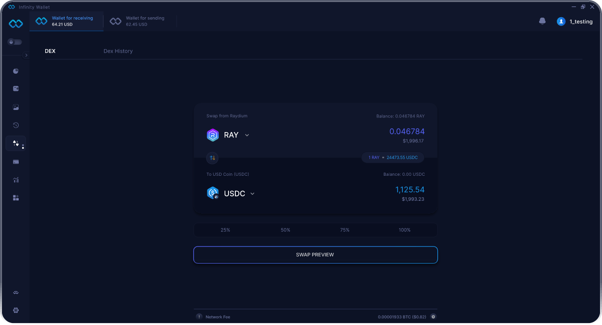 Infinity Móvel Raydium Wallet - Ponte e Agregador DEX