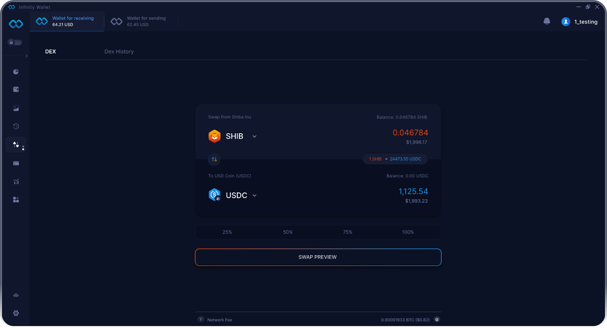 Infinity Mobile Shiba Inu Wallet - Bridge & DEX Aggregator