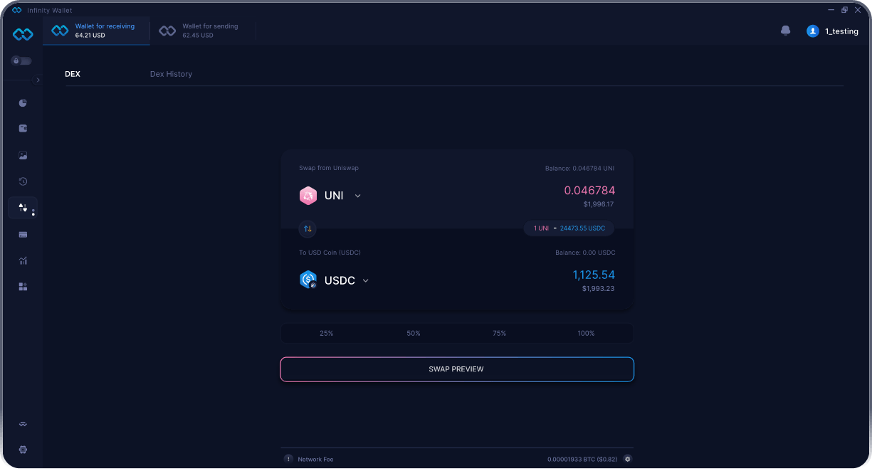 Infinity Mobile Uniswap Wallet - Bridge & DEX Aggregator