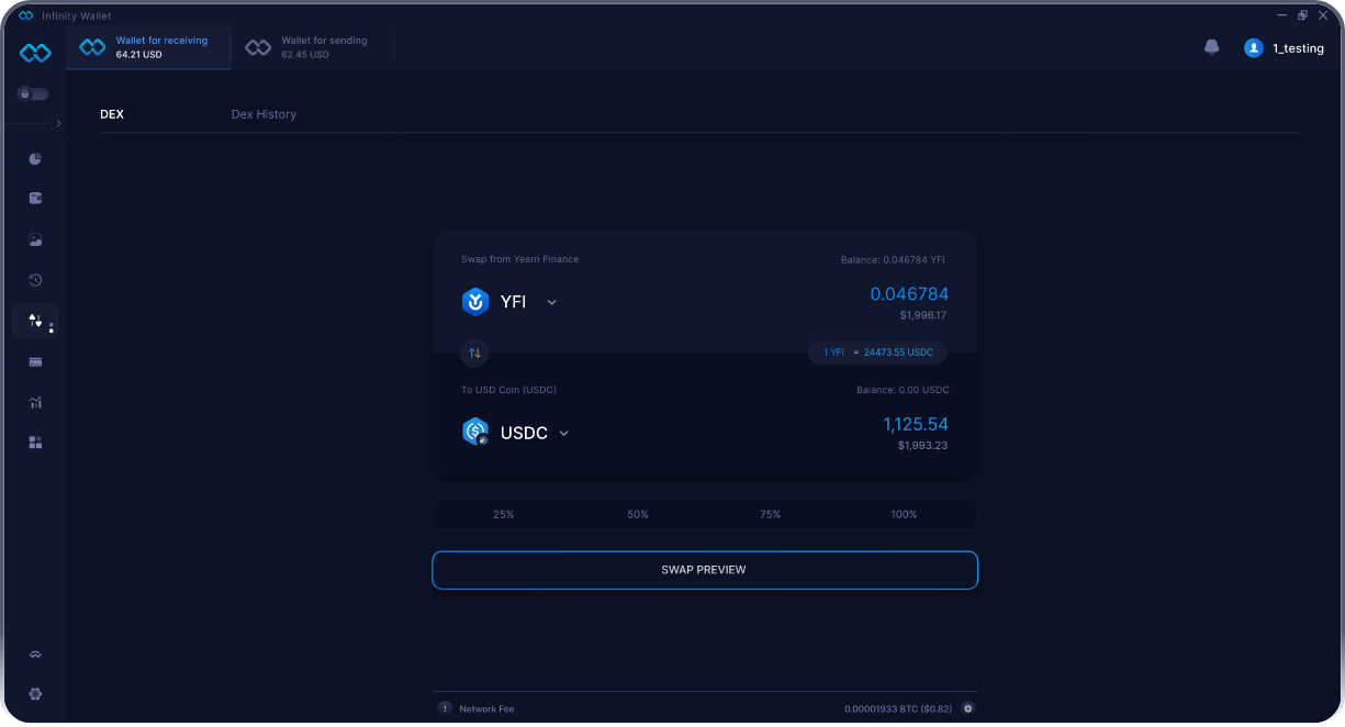 Infinity Mobile Yearn Finance Wallet - Bridge & DEX Aggregator