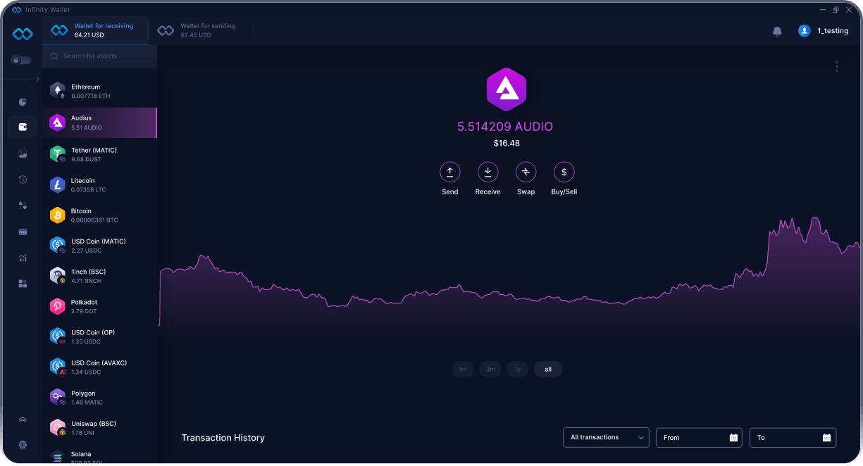 Infinity Desktop Audius Wallet - Best AUDIO Wallet