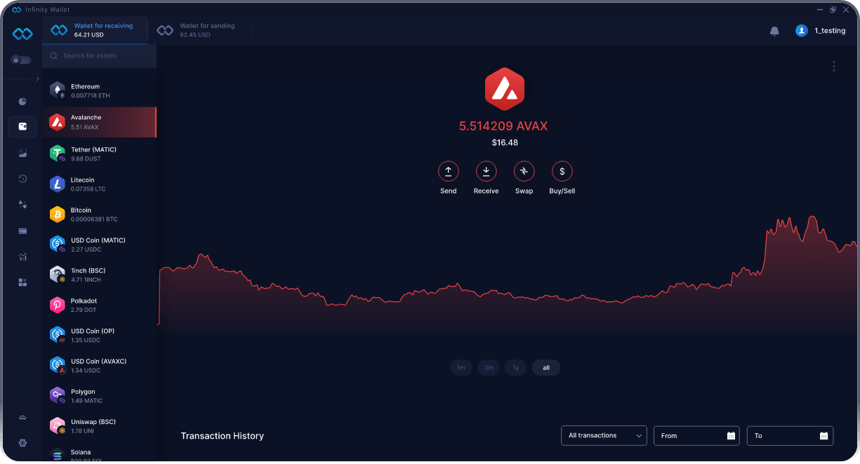 Infinity Desktop Avalanche Wallet - Best AVAX Wallet