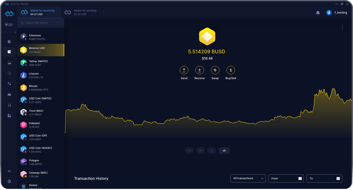 Infinity Desktop Binance USD Wallet - Best BUSD Wallet