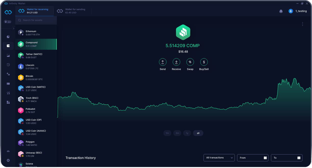 Wallet Compound de Escritorio de Infinity - Mejor Wallet COMP