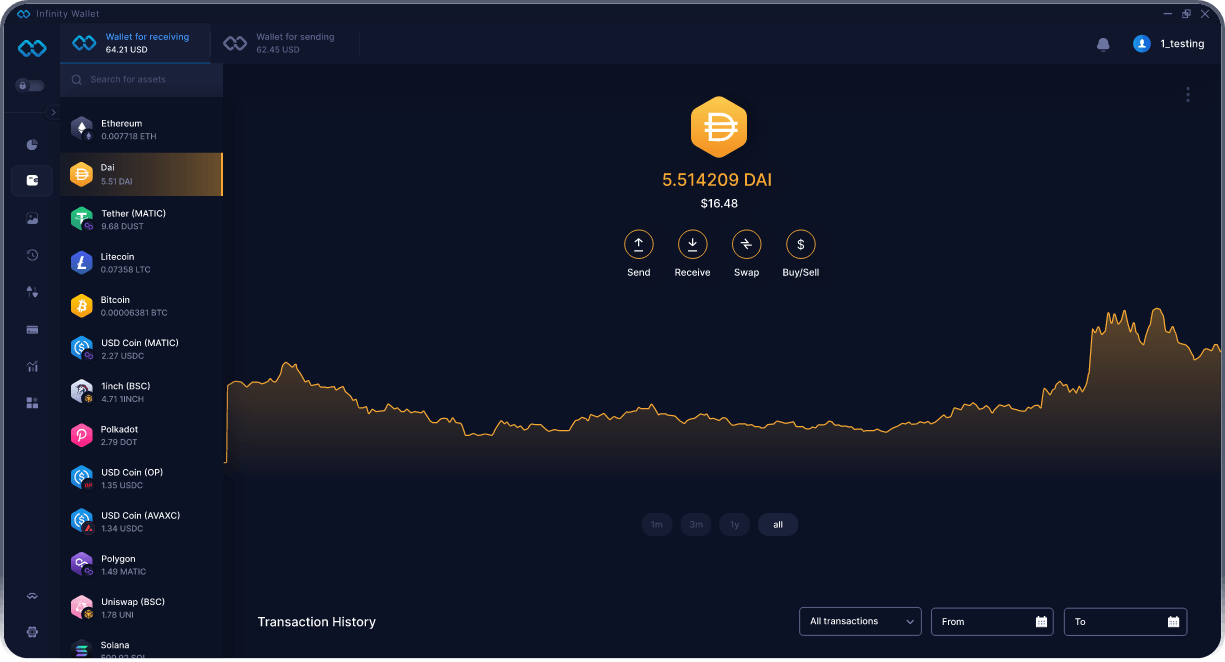 Wallet Dai de Escritorio de Infinity - Mejor Wallet DAI