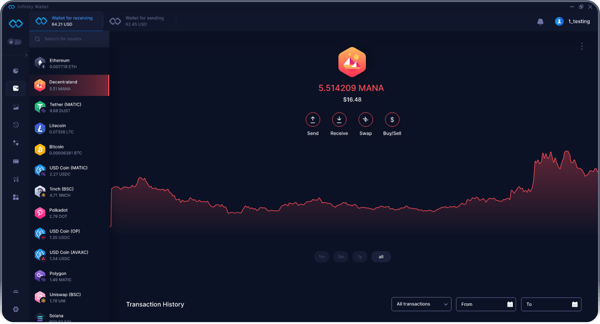 Infinity Desktop Decentraland Wallet - Melhor Carteira MANA